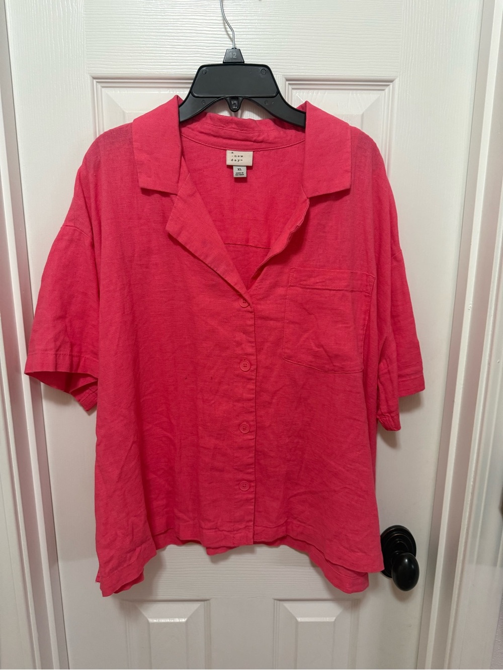 a new day Bright Pink Short-Sleeve Button-Down Top